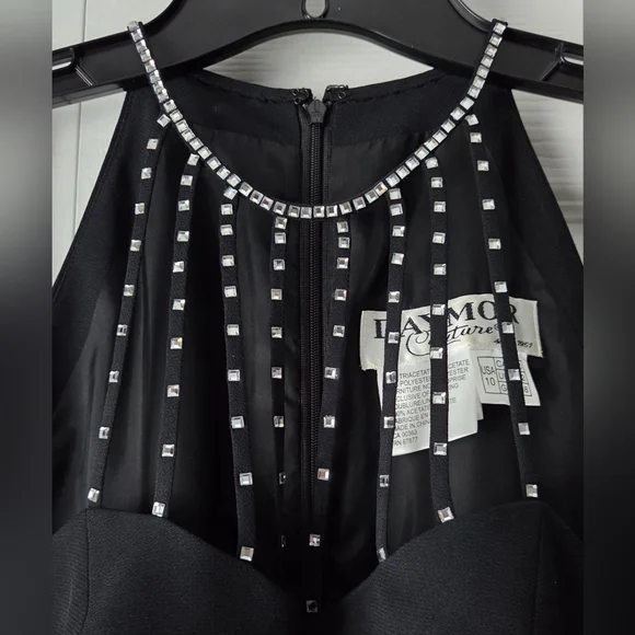 Daymor Couture Black Jeweled Halter Pelpum Evening Gala Gown Size 10 - Picture 5 of 12